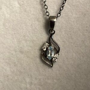 Beautiful Sterling g silver stamped 925 aquamarine colored stone . Birthday